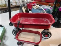 2 toy  red wagons 12 x 7 and 6 x4