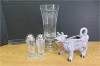 S & P Shakers, Cow Creamer, Glass Vase