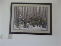 Large moose in the snow picture 32" x 43"