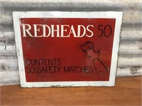 Original  Redhead glass painted tobacconist sign