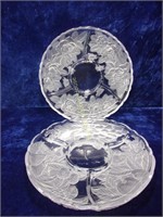 Nice Pressed Glass Round Divided Serving Dishes