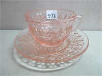 PRETTY PINK DEPRESSION CUP AND SAUCER