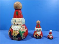 Chinese Wood Nesting Dolls-Santa