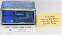 Blue Etched Glass Music Box