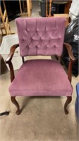 Vintage Wood & Upholstered Arm Chair