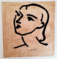 Henri Matisse Handmade Ink Drawing On Carboard