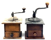 (2) Vintage Hand Crank Coffee Grinders