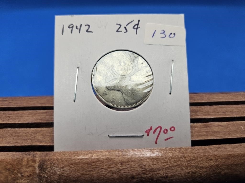 1-1942 SILVER 25 CENT COIN