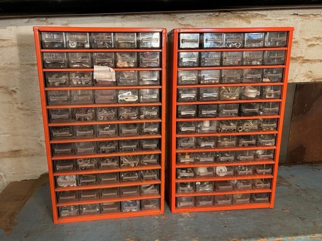 Pair of Metal Storage Containers w/ Contents