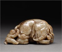 Qing Dynasty or before Hetian jade boy elephant