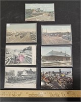 (7) Antique Local Postcards- Railroad Related,