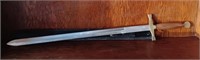 32" Sword Pakistan Marked Steel, Brass, & Wood Ha