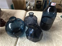 Lot of 4 Cobalt Blue Vases