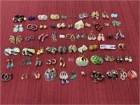 60 Pair Costume Jewelry Pierced Earrings