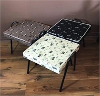 SET 3 STOOLS ORIGINAL VINYL PATTERNED COVERS