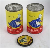 OLD DUTCH CLEANSER TINS AND BRONZE PAPERWEIGHT