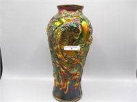 Fenton 12" green Cockatoo vase