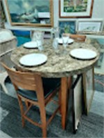 MARBLE MARBLE LIKE TABLE WITH 3 CHAIRS AND 1