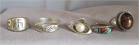 (5) Sterling rings includes southwest/Native