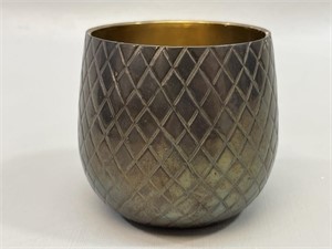 Small brass candle holder planter