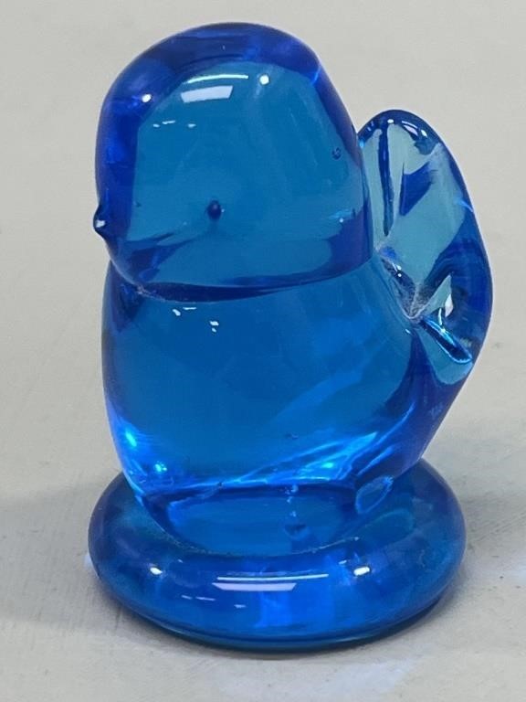 Blue Glass Baby Bird Figure