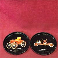 Pair Of Classic Automobiles Tin Coasters