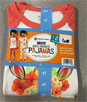 MM 4T Girls 4pc Pajama Set