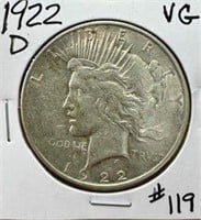 1922-D Peace Dollar - VG