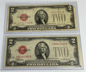 (2) 1928 & 1928G Red Seal US Note