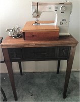 703 - RETRO SEWING TABLE & ELNA SEWING MACHINE