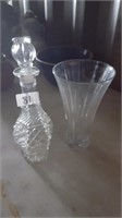 Cut Glass Decanter & vase