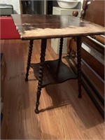 Antique turned leg table with damaged top