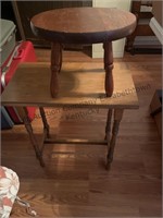Handmade Small side table and footstool