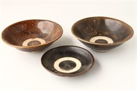 Two Chinese Qing Dynasty Brown Glaze Bowls,