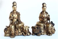 Two Chinese Gilt Bronze Figure Groups,