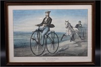 ANTIQUE PRINT "THE VELOCIPEDE" CURRIER & IVES
