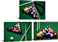 Large 3 Pieces Canvas Wall Art Billiard Balls