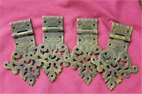 Set of 4 Ornate Brass Victorian Hinges 4"