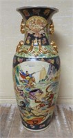 Large Gilt Accented Asian Temple Vase.