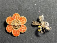 Vintage TAC flower & Gerry’s Bee brooches