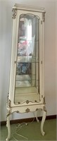 Vintage Corner Vitrine Glass Wood Cabinet