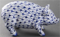Herend Style Hand Painted Porcelain Pig