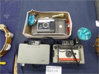 3 VINTAGE POLAROID CAMERAS 315, AUTOMATIC 104, AND