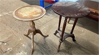 2 Small Tables (14"diam x 20"H & 16" diam x