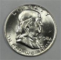 1958-D Franklin Silver Half Uncirculated BU