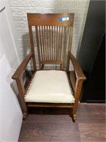ANTIQUE ROCKING CHAIR WITH VINYL SEAT