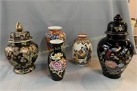 (5) Oriental vases orientaux, 12" 14" 16"