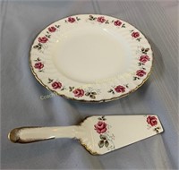 Aynsley cake plate with server, Assiette pour