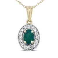 14K Ylw Gold 6x4mm Emerald & 0.20 Cttw Diamond Hal