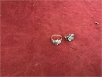PAIR OF STERLING EARRINGS AND A RING